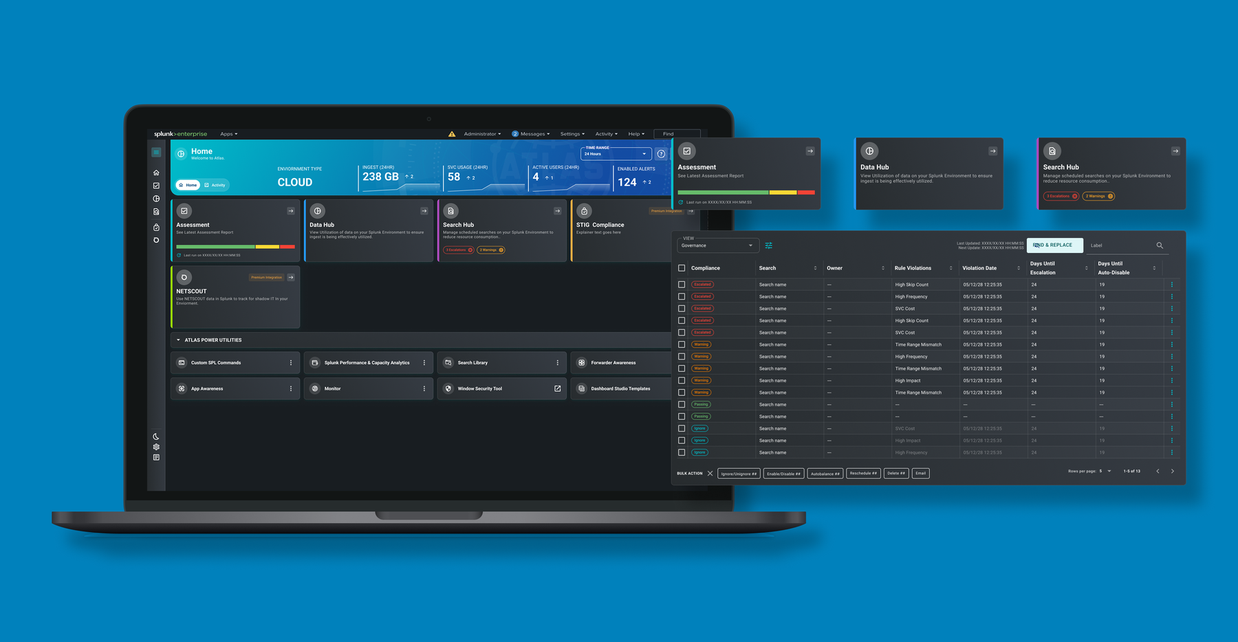 Atlas home dashboard in a browser window